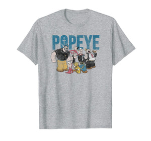Popeye Vintage Distressed Group With Logo T-shirt