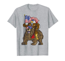 Load image into Gallery viewer, Proud American Bald Eagle On Bear 4th Of July With Flag T-Shirt
