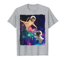 Load image into Gallery viewer, Cute Space Cat vs Pug Shirt Galaxy Epic Fight In Outer Space
