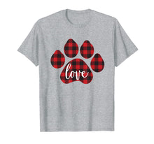 Load image into Gallery viewer, Buffalo Plaid Dog Paw Print Love T-Shirt-261347
