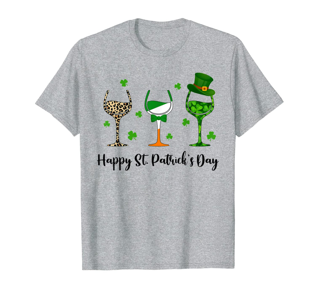 Irish Gifts Three Wine Glasses Shamrock St Patrick's Day T-Shirt-840834