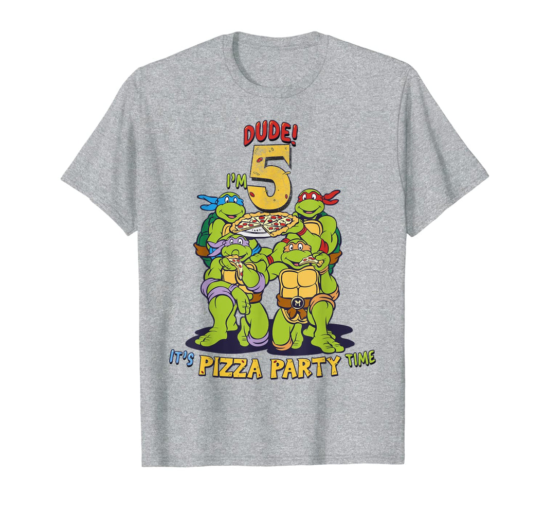 Teenage Mutant Ninja Turtles I'm 5 Dude Pizza Birthday Party T-Shirt