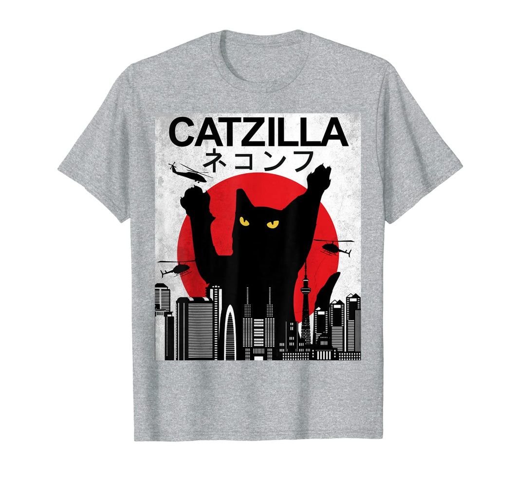 Vintage Catzilla - Japanese Cat Style - Retro Sunset Kitten T-Shirt